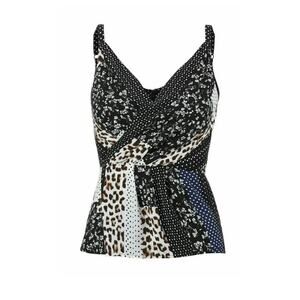 CAbi Womens Crossover Cami 3787 Mixed Print tank top blouse 6